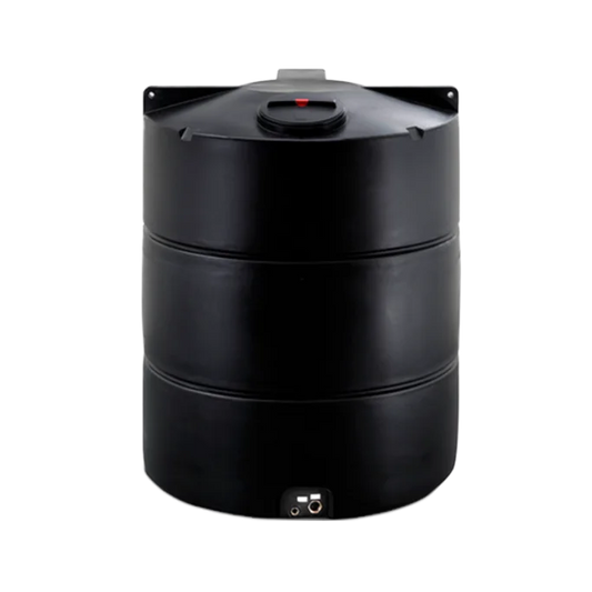 Vantank rund sort 5000 liter til opbevaring af drikkevand.