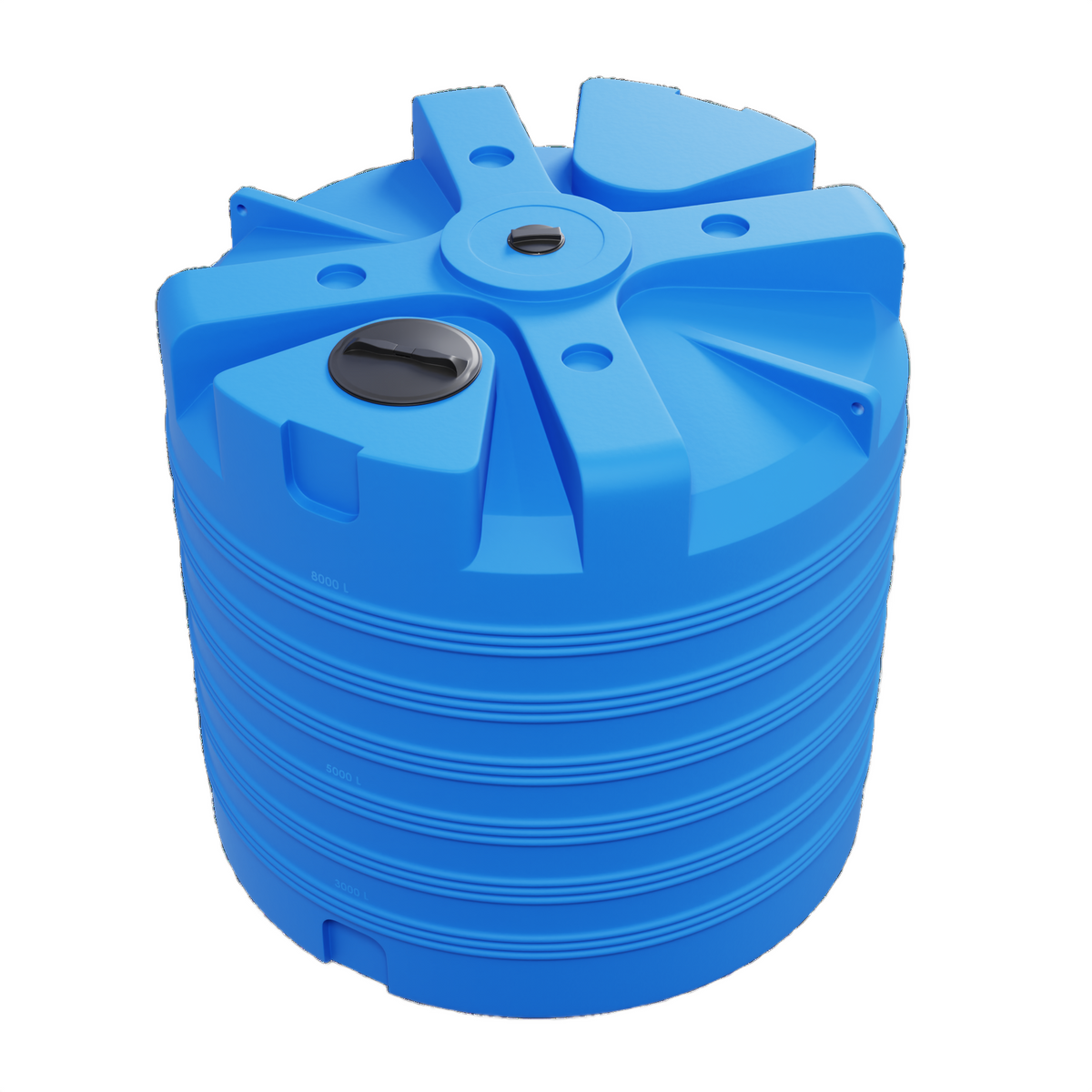 Vandtanke vertikal runde, cylinderformede md en kapacitet på 3000l, 5000l, 8000l - Fås i flere farver.