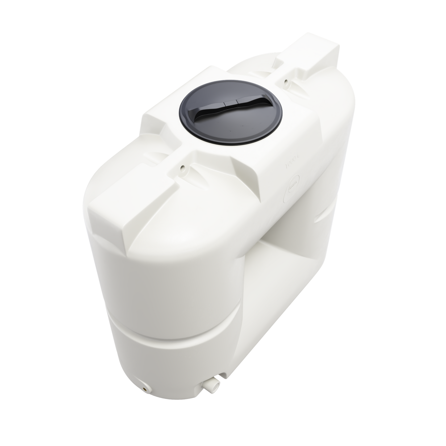 1000 liter hvid sektionsopdelt tank, velegnet til transport og opbevaring af vand og andre væsker.