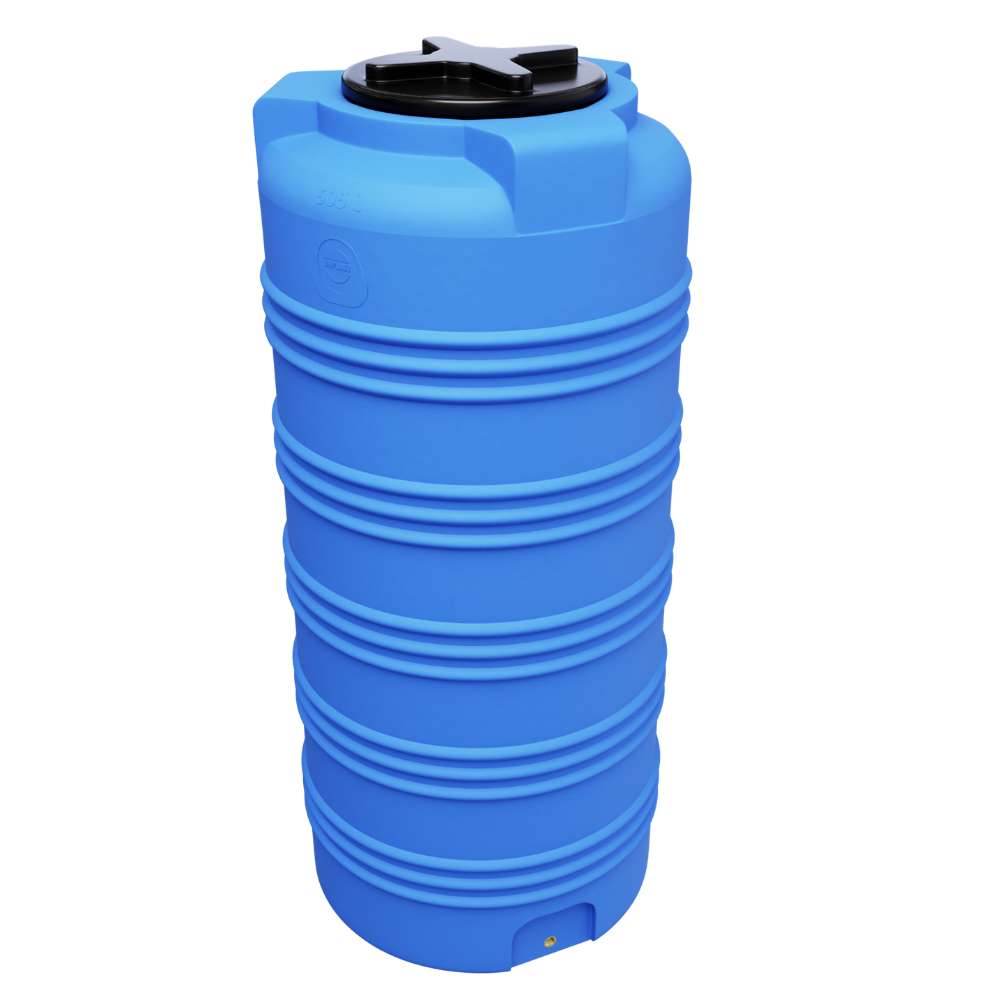 500 liter cylinderformet plasttønde godkendt til drikkevand og kontakt med fødevarer.