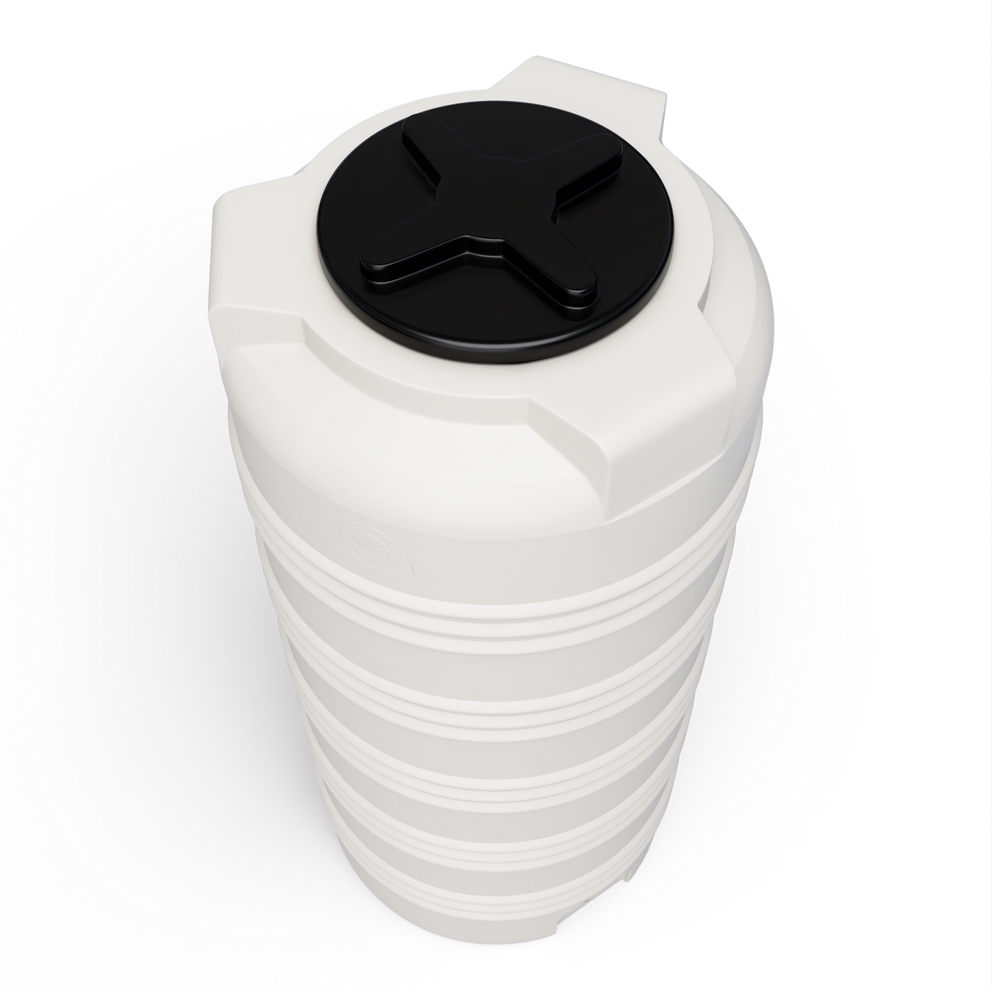 plasttank rund i flere farver , herunder hvid og blå til opbevaring af drikkevand og andre væsker.
